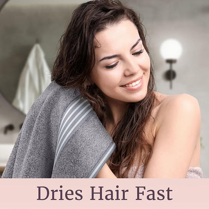 Lavish Home 8PC Bathroom Towels Set - 575GSM 100% Cotton Bathroom Essentials with 2 Bath Towels, 2 Hand Cloths, 2 Wash Cloths, and 2 Fingertip Fabric for Shower, Gym, Dorm and Spa (Silver)