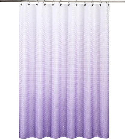 WEST LAKE Ombre Shower Curtain Lavendar Waffle Weave Microfiber Decorative No Hook Fabric Shower Curtain with Grommet Waterproof Machine Washable,Gradient White to Purple 70" Wx72 L