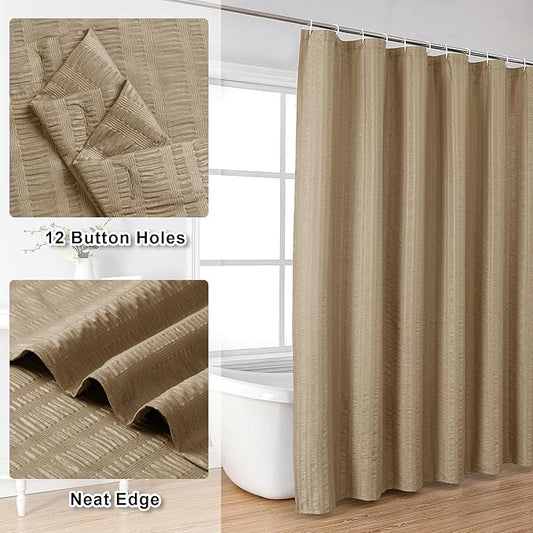 Aiyufeng Taupe Shower Curtain for Bathroom, Embossed Textured Fabric Shower Curtain for Bathroom - Soft Cloth & Hotel Spa, Machine Washable, 36X72,Taupe