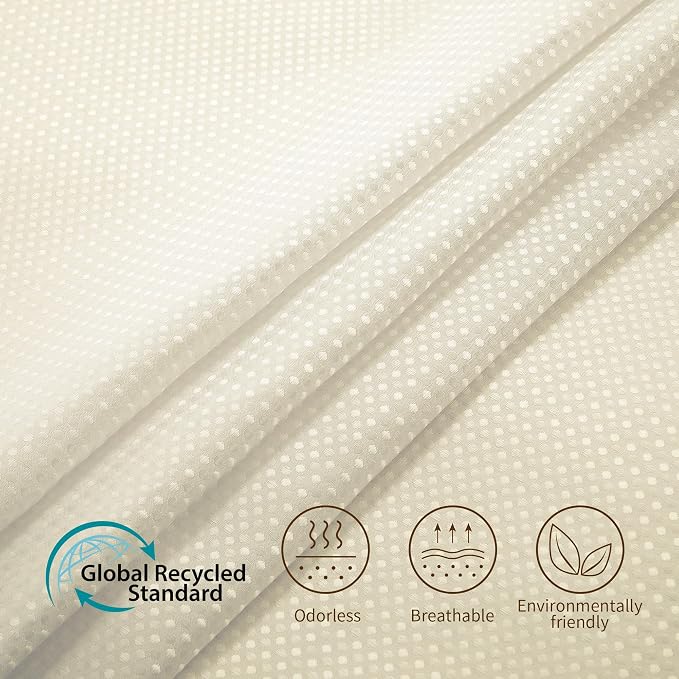 Siiluminisoy Shower Curtain and Liner Set, Waffle Shower Curtain Set with 12 Stainless Steel Hooks, Waterproof Luxury Fabric Shower Curtains for Bathroom and Hotel, Cream, 72" W x 72" H