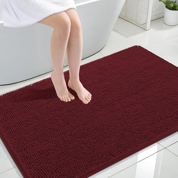 OLANLY Large Bathroom Rugs 47x32, Extra Soft Absorbent Chenille Bath Rugs | Andorra Red-Brown, Quick-Drying Rubber Backing, Washable Bath Mat for Bathroom Floor, Tub and Shower, Home Decor Accessories