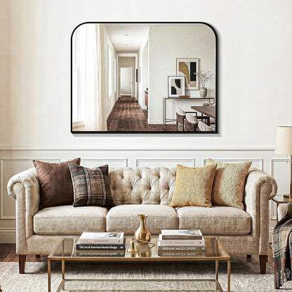Bathroom Vanity Mirror for Wall 40x30 Inch Black Metal Framed | HD Tempered Glass, Bathroom Mirror for over Sink, Living Room, Bedroom, Entryway, Mantel, Fireplace Decor
