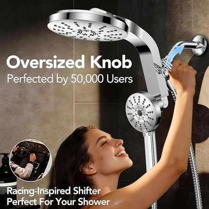 High Pressure Rain Showerhead Combo, 2026 Magnetic Shower Head Set with Detachable 8-Mode Handheld Shower Spray, Adjustable Angle Dual Showerhead System with Built-in Magnetic Docking and Power Jets