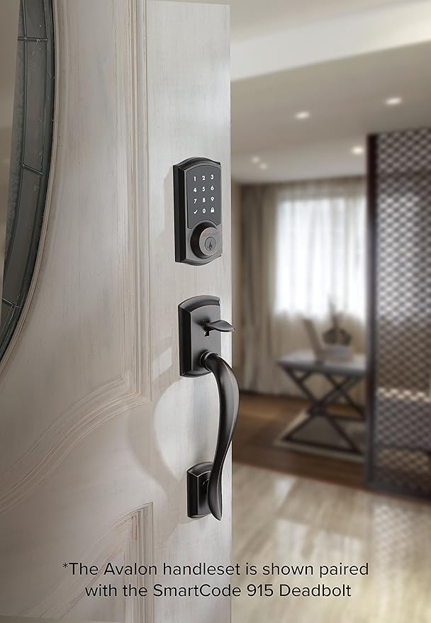 Kwikset Avalon Front Door Handle No Lock, Entry Handleset Exterior with Interior Reversible Handed Lever, Non-Locking, Venetian Bronze, Deadbolt Not Included, with Microban Protection
