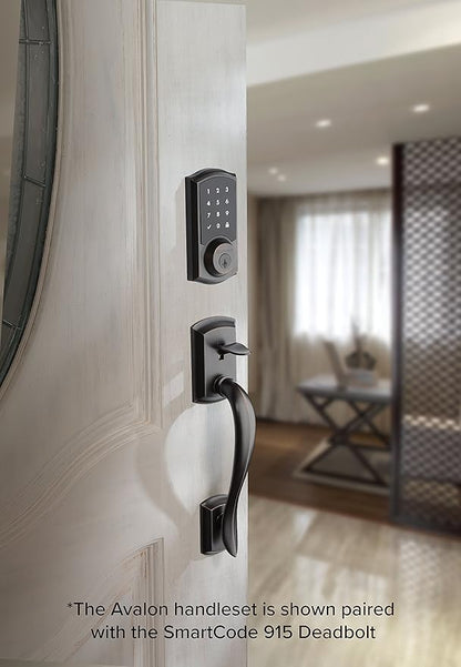 Kwikset Avalon Front Door Handle No Lock, Entry Handleset Exterior with Interior Reversible Handed Lever, Non-Locking, Venetian Bronze, Deadbolt Not Included, with Microban Protection
