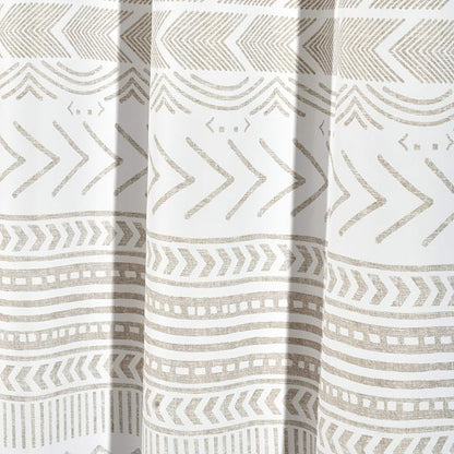 Lush Decor Hygge Geo Shower Curtain, 72" W x 72" L, Taupe/White - Curtain For Bathroom - Striped Bathroom Decor - Netural Color Home Accessories - White Home Accessories - Geometric Scandinavian Print