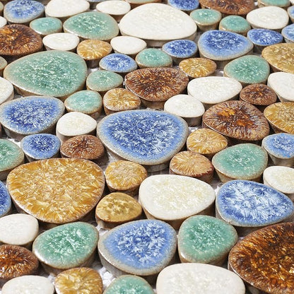 Matte Pebble Tiles for Shower Floor Mosaic Tile for Bathroom Wall Backsplash Floor Non Slip [5 Sheets]