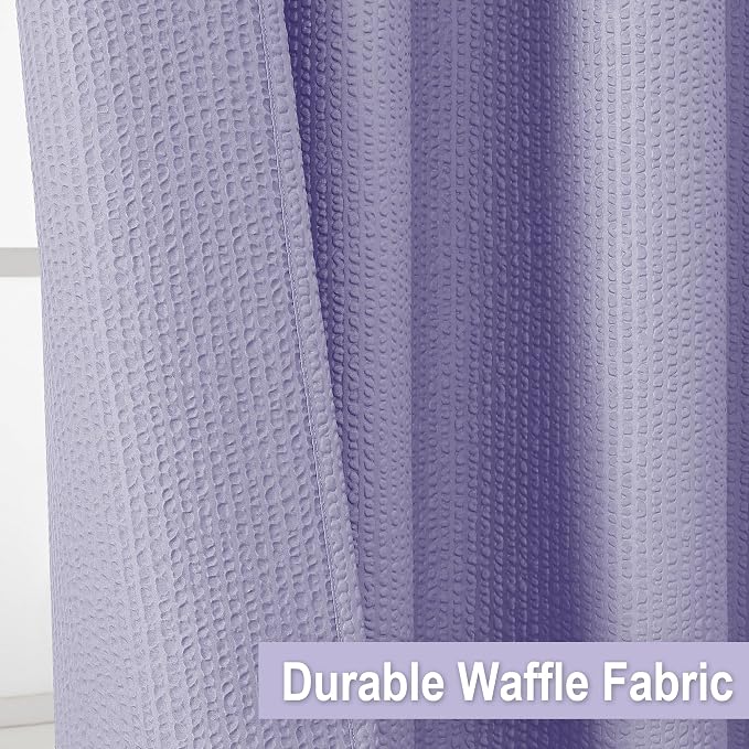 Lavender Shower Curtain, Embossed Textured Fabric Bath Curtain for Bathroom - Soft Cloth Hotel Spa Luxury, Water Repellent, Machine Washable Long Shower Cloth Curtain, 72Wx78L Inches