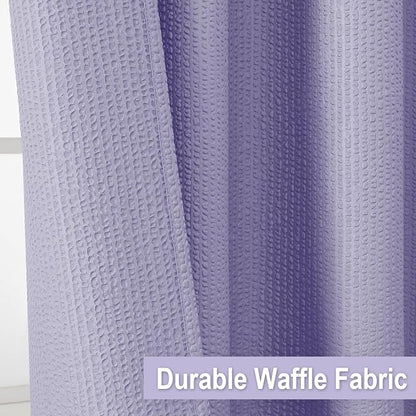 Lavender Shower Curtain, Embossed Textured Fabric Bath Curtain for Bathroom - Soft Cloth Hotel Spa Luxury, Water Repellent, Machine Washable Long Shower Cloth Curtain, 72Wx78L Inches