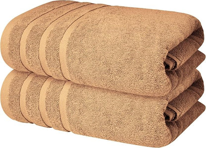 Infinitee Xclusives 100% Ring-Spun Cotton Bath Towels for Bathroom - Pack 2 | Luxury Super Soft, Absorbent & Quick-Drying |27x54 inches| Large Bathroom Towels Set |600 GSM| Gym, Shower, Spa & Hotel Use