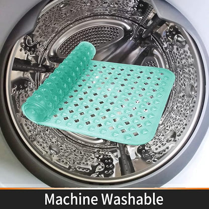 Yimobra Bathtub Mat Non Slip, Shower Mat with Strong Suction Cups & Drain Holes, 27.5"X15.5", Anti Slip Bath Tub Mat for Inside Shower, Machine Washable Fast Drying, Bathroom Essentials,Clear Green