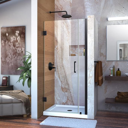 DreamLine Unidoor 35 - 36 inch W x 72 inch H Frameless Hinged Shower Door in Matte Black