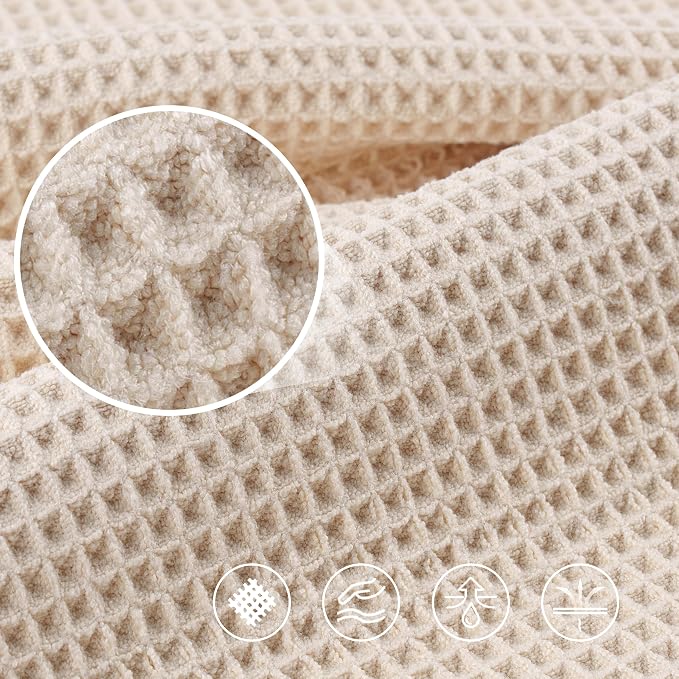 POLYTE 430 GSM Poly Blend Microfiber Quick Dry Waffle Bath Towel, 30x60 in | 4 Pack, Oversize, Lint Free, Body Towel