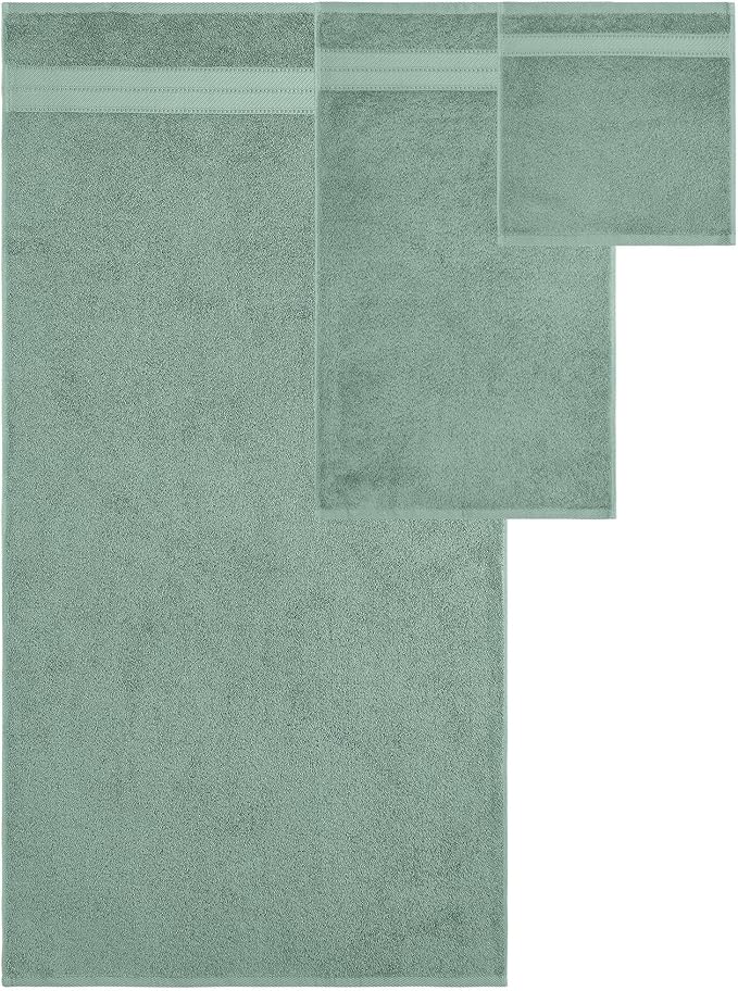 Modern Threads - Spun Loft 6-Piece 100% Combed Cotton Towel Set - Bath Towels, Hand Towels, & Washcloths - Super Absorbent & Quick Dry - 600 GSM - Soft & Plush, Eucalyptus