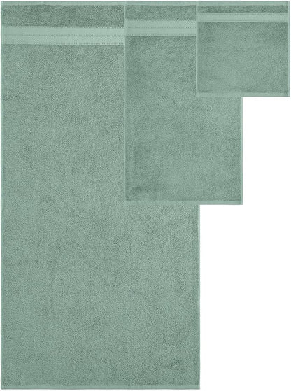 Modern Threads - Spun Loft 6-Piece 100% Combed Cotton Towel Set - Bath Towels, Hand Towels, & Washcloths - Super Absorbent & Quick Dry - 600 GSM - Soft & Plush, Eucalyptus