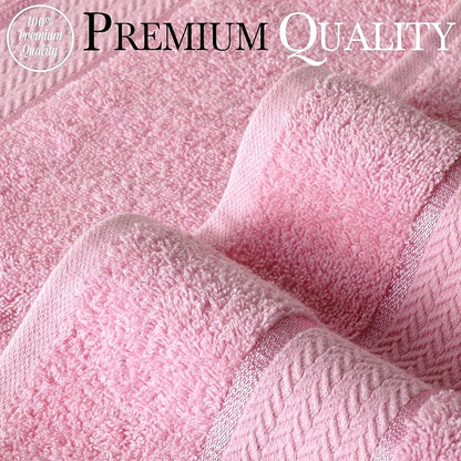 CRAFTBERRY- 6 Piece Cotton Bath Towel Set- 2 Bath - 2 Hand - 2 Face, Pink | 100% Cotton • Thick & Plush • Hotel Quality • Ultra Soft • Highly Absorbent • Quick Dry • Low Lint • Machine Washable