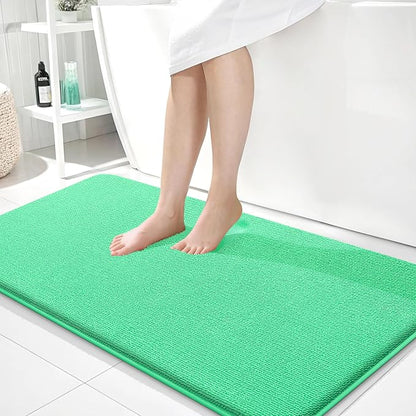 OLANLY Memory Foam Bathroom Runner Rugs 44x24, Long Bath Mats, Mint Green | Soft Quick Dry Bath Rugs, Non-Slip, Absorbent Machine Washable Mat for Bathroom Floor, Tub and Shower, Home Decor Accessories