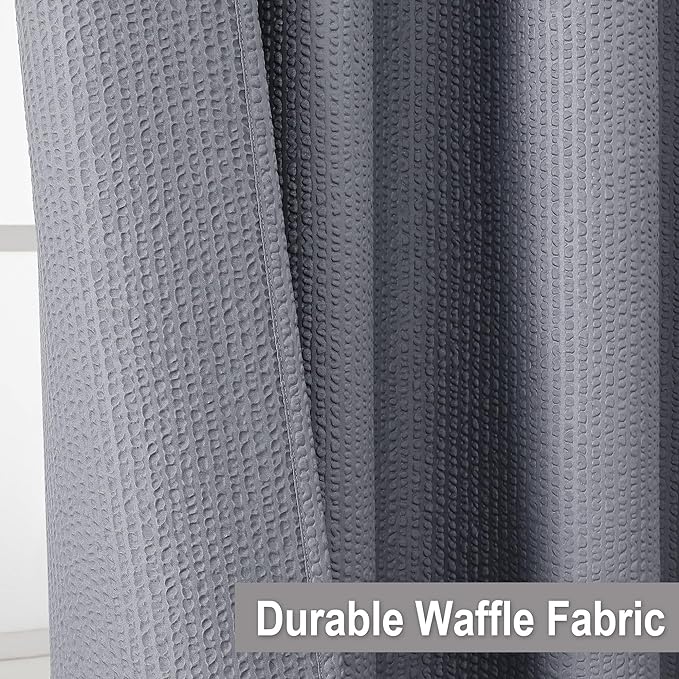 OVZME Berry Grey Waffle Shower Curtain, 3D Embossed Textured Grey Fabric Shower Curtain for Bathroom, Water Resistant Washable Hotel Spa Luxury Decorative Bath Curtains, 72x72 Inches