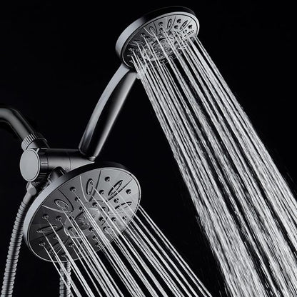 AquaDance 6" Premium High Pressure 3-way Rain & Handheld Shower Head Combo | Enjoy Luxury 6-inch Showerhead & 6-mode Hand Shower Separately or Together! Premium Stainless Steel Hose - Black