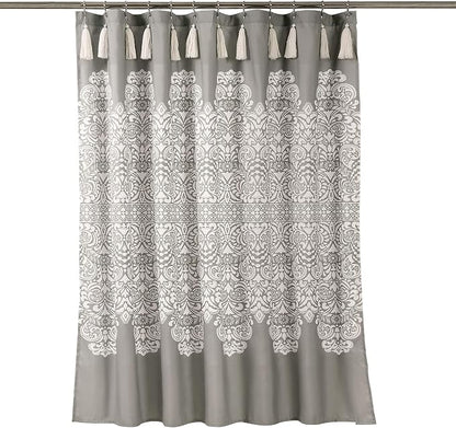 Lush Decor Boho Medallion Shower Curtain Single 72" W x 72" L Gray - Boho Shower Curtains for Bathroom Decor - Gray Bathroom Curtain