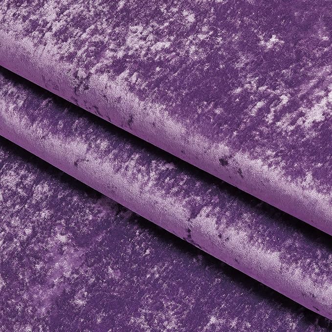 Fredsure Distressed Velvet Shower Curtain Set, 13 Pieces Purple Including 1 Piece 72"x72" Shower Curtain and 12 Pieces Silver Hooks
