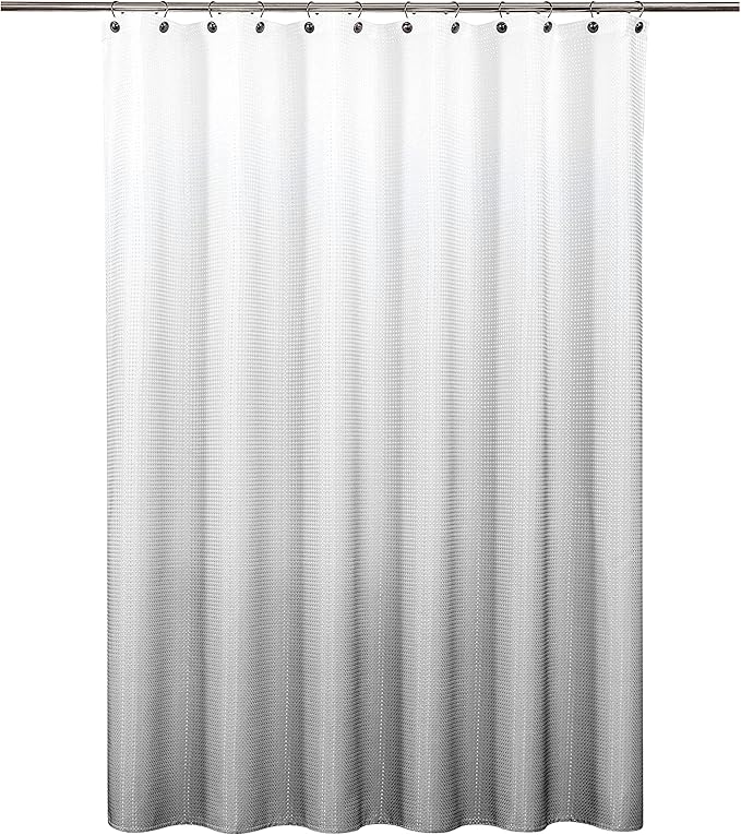 WEST LAKE Waffle Weave Grey Shower Curtain Ombre Water Resistant Hotel Spa Bathroom Decorative Shower Curtain with Grommet No Hook Machine Washable,Gradient White to Grey 70" Wx72 L