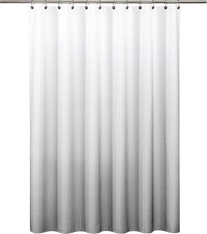 WEST LAKE Waffle Weave Grey Shower Curtain Ombre Water Resistant Hotel Spa Bathroom Decorative Shower Curtain with Grommet No Hook Machine Washable,Gradient White to Grey 70" Wx72 L