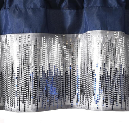 Lush Decor Night Sky Sequins Valance Curtain Single, 52"W x 18"L Navy & White - Kitchen Curtains Valances For Windows - Bathroom Curtains Window