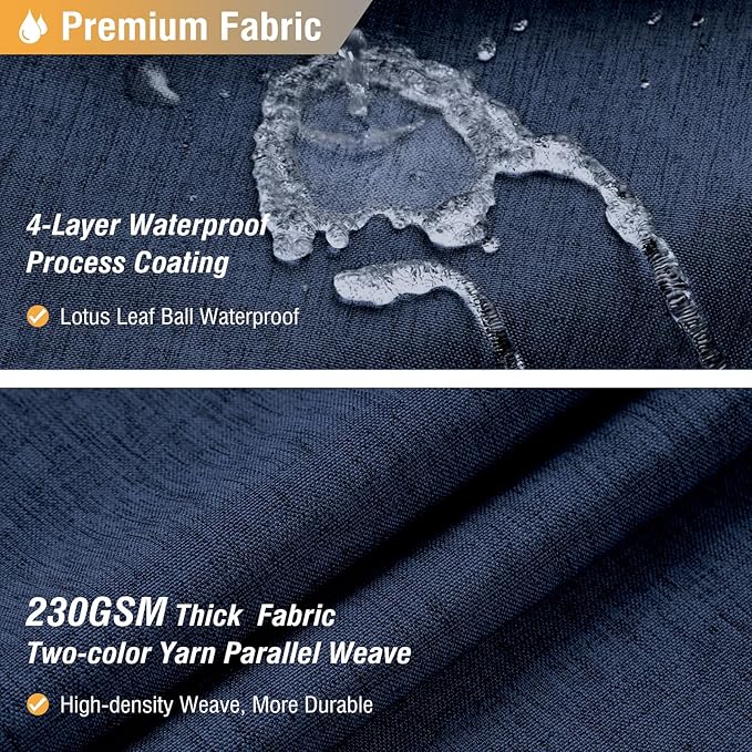 BTTN 78 Inch Long Shower Curtain - Linen Textured Thick Weighted Fabric Shower Curtain Set with 12 Hooks, Tall Neutral Heavy Duty Waterproof Polyester Shower Curtains for Bathroom - 72x78 - Navy Blue