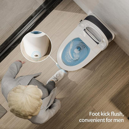CD-W10V Non-Electric Bidet Toilet, Elongated, Gray | 1000g Powerful Flush Smart Toilet, ADA comfort height, air pressure assisted,soft open/close,Foot-kick Flush,1.0 GPF