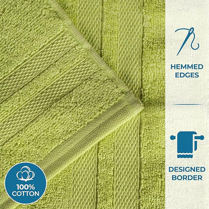 Superior Ultra-Soft 2-Piece Cotton Bath Sheet Set, Perfect for Bathroom Decor, Shower, Spa, Gym, Guest Room, Home Essentials, Daily Use, Soft, Absorbent, Oversized Body Towels - Celery