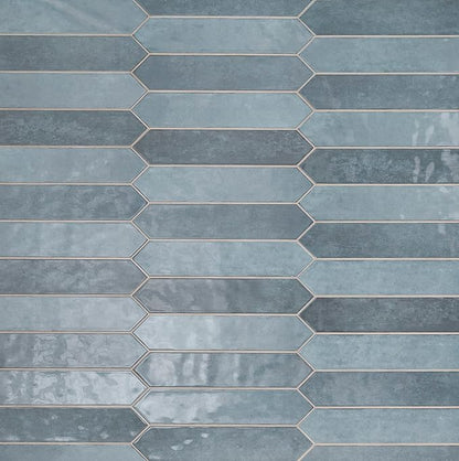 M S International Renzo Denim Glossy Ceramic Picket Wall Tile for Bathroom, Kitchen Backsplash, Accent Wall, and Shower - Sample