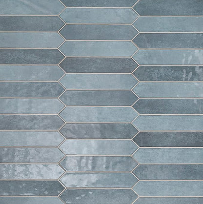 MSI Renzo Denim 2.5 Inch x 13 Inch Glossy Ceramic Picket Wall Tile for Bathroom, Kitchen Backsplash, Accent Wall, and Shower