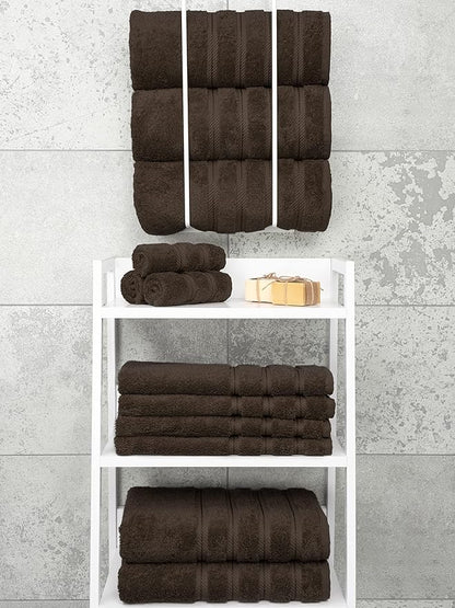 American Soft Linen Luxury 4 Piece Bath Towels, 600 GSM 100% Cotton Turkish Bath Towels for Bathroom, 27x54 in Extra Large Bathroom Shower Towels, Brown