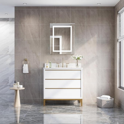 WELLFOR 24" X 30" Bathroom LED Medicine Cabinet with Mirror, Medicine Cabinet with Lights, Bathroom Mirror with Storage, Dimmer, Defogger, Outlets & USB Ports, Right Opening Door