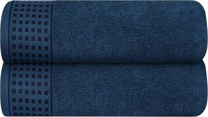 GLAMBURG 100% Cotton 2 Pack Oversized Bath Towel Set 28x55 Inches, Ultra Soft Highly Absorbant Compact Quickdry & Lightweight Large Bath Towels, Ideal for Gym Travel Camp Pool - Mineral Blue