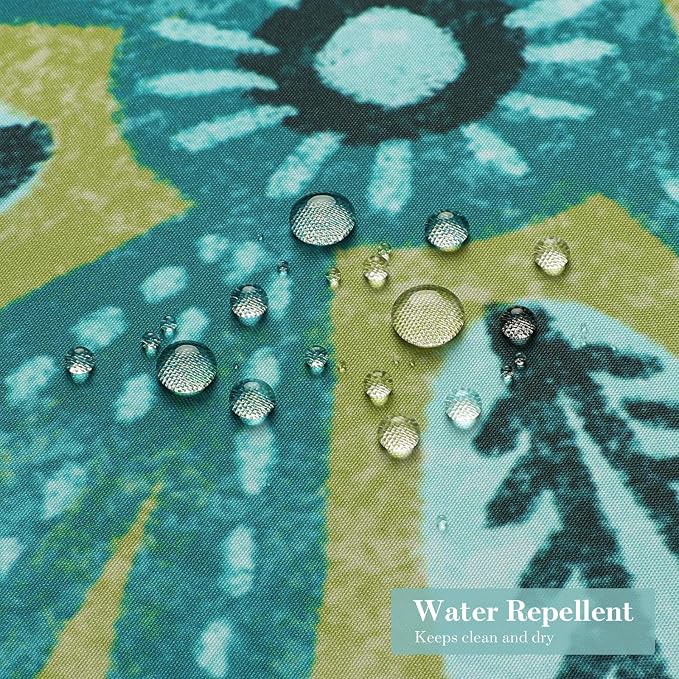 Boho Floral Shower Curtain, Deep Teal Botanical Fabric Curtain, 72 x 78 | Boho Chic Floral, Vintage Botanical, Modern Farmhouse, Eclectic Rustic, Colorful Flowers, Fabric Shower Curtain