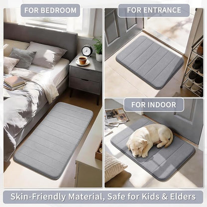 Yimobra Large Bath Mat 36"x24", Super Soft Quick Dry Memory Foam Bathroom Rug, Water Absorbent, Non Slip Backing Machine Washable for Tub Shower, Thick Comfort Support, Gray