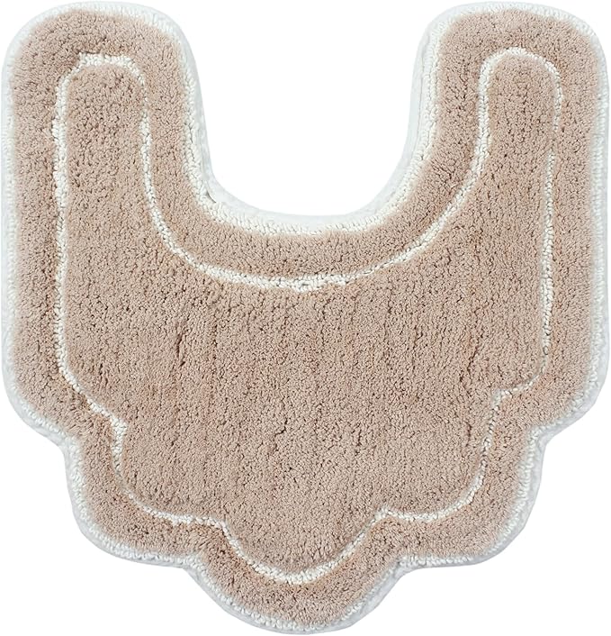 Home Weavers Allure Collection s U Shaped,Extra Thick, Non-Slip Contour Mat for Bathroom,100% Cotton Soft, Absorbent Water, Machine Washable, 20 Inch U Shaped Rug, Linen