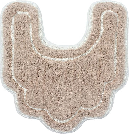 Home Weavers Allure Collection s U Shaped,Extra Thick, Non-Slip Contour Mat for Bathroom,100% Cotton Soft, Absorbent Water, Machine Washable, 20 Inch U Shaped Rug, Linen