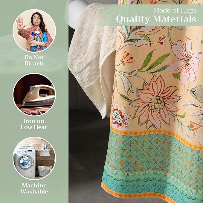 Maison d' Hermine Shower Curtain 100% Cotton One Panel 70"x72" Washable Fabric Shower Curtains for Bathroom, Easy Hanging with 12 Button Holes - Home Hotel Easter Gifts (Luxury Loft - Peach)