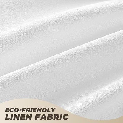 Linen Shower Curtain Boho White Shower Curtain with Tassels 72"W x 72"L | Thick linen-poly blend, soft textured drape, handcrafted fringe, neutral rustic farmhouse bathroom decor