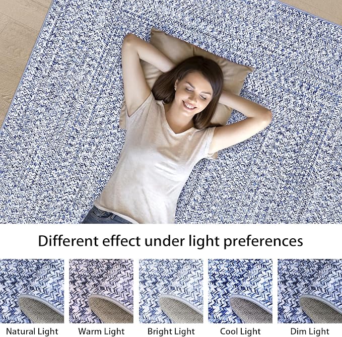 Printed Washable Runner Rug 2x10 Non Slip Bathroom Rugs Modern Soft Bedroom Rug Farmhouse Kitchen Runner Stain Resistant Carpet for Hallway Entryway Rugs 2'x10' Light Blue