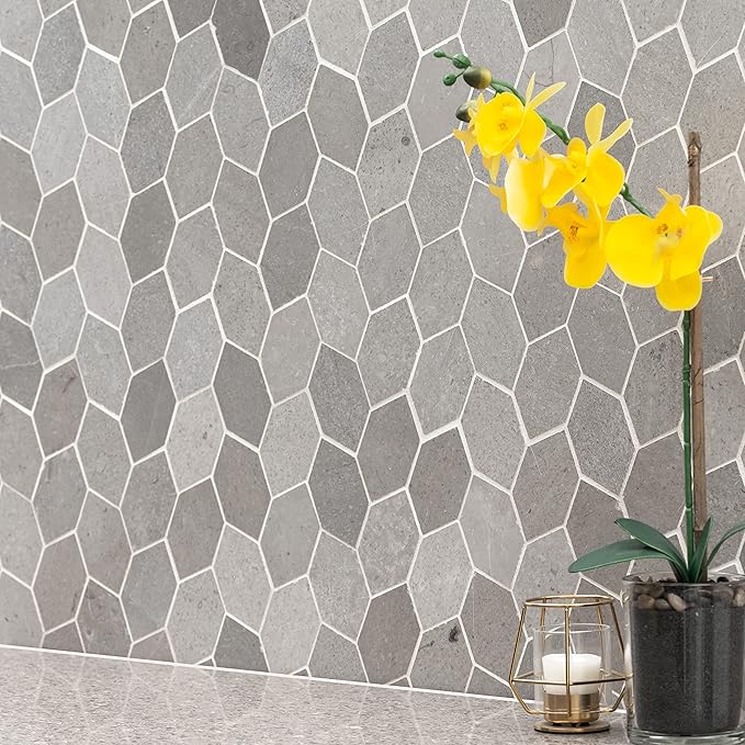 MSI Lilly Pad 11.15 in. x 12.60 in. x 10mm Honed Limestone Tile for Kitchen Backsplash, Floor Tile, Wall Tile for Bathroom, Shower Wall Tile, Mesh Mounted Mosaic Tile