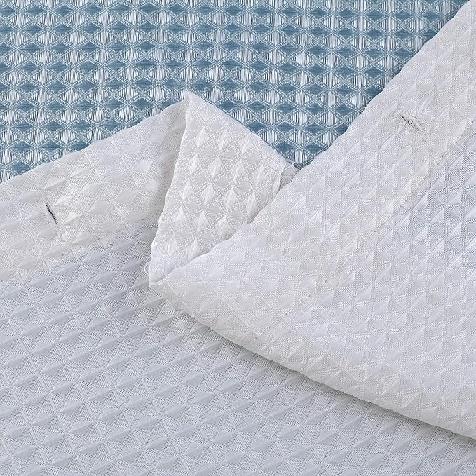 Dainty Home Waffle Weave Waterproof Shower Curtains for Bathroom, Blue 70 icnhes, Extra Long Shower Curtain, Waterproof Fabric 12 Roller Ball Hooks