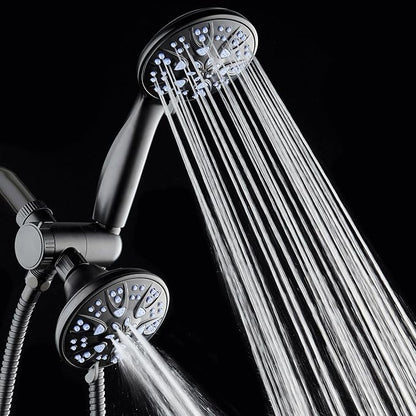 AquaDance Antimicrobial/Anti-Clog High-Pressure 30-setting Dual Head Combination Shower with Nozzle Protection from Growth of Mold, Mildew & Bacteria for a Healthier Shower – Sunset Blue