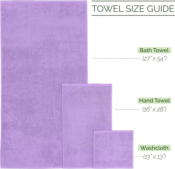 Elegant Comfort 100% Turkish Cotton Corduroy Ribbed Luxury Bath Towels 6-Piece Set, Premium Feel - Quick Dry, Highly Absorbent, Contains 2 Bath Towels, 2 Hand Towels, and 2 Washcloths, Lilac