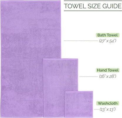 Elegant Comfort 100% Turkish Cotton Corduroy Ribbed Luxury Bath Towels 6-Piece Set, Premium Feel - Quick Dry, Highly Absorbent, Contains 2 Bath Towels, 2 Hand Towels, and 2 Washcloths, Lilac