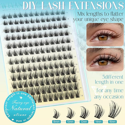 Lash Clusters Wispy Eyelash Clusters Manga Lashes Cluster Eyelash Extension Natural Lashes Clusters Fairy False Lashes DIY Individual Lash Extension Thin Band Lash Clusters with Spikes