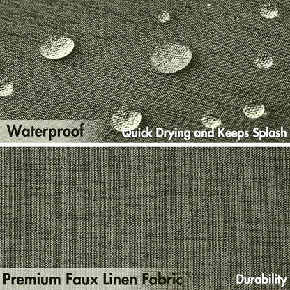 MIULEE Olive Green Scalloped Linen Shower Curtain 72x72 Inches | Linen Textured, Waterproof, Washable, 12 Metal Hooks, Heavy Duty Cloth, Black Border, Shower Curtain for Bathroom Bathtub